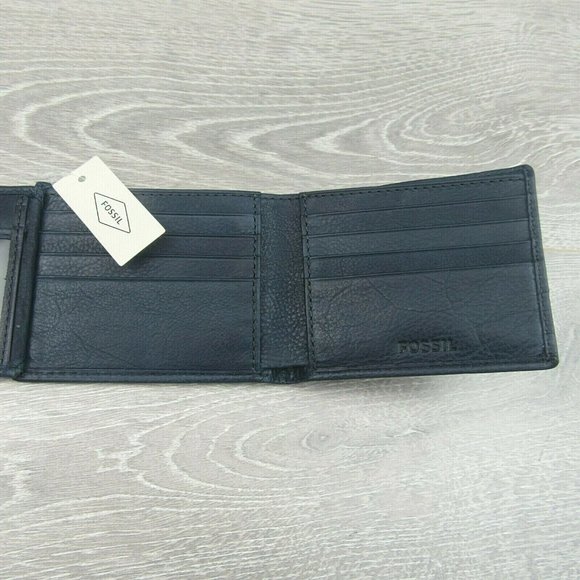 Fossil Lufkin Traveler Leather Deep Indigo Men's Wallet NEW - Picture 9 of 12